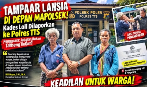 DIDUGA TAMPAR LANSIA DI DEPAN MAPOLSEK, KADES LOLI DILAPORKAN KE POLRES TTS